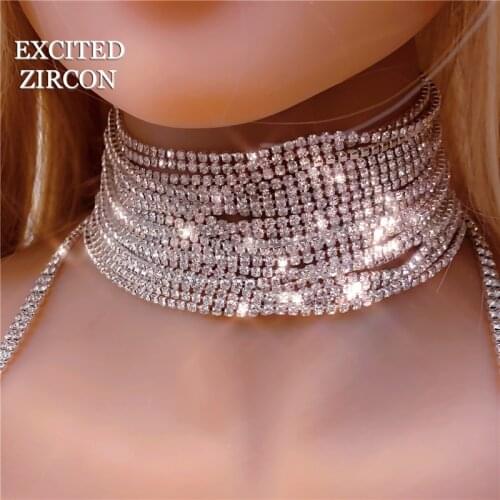 EXCITED ZIRCON Fashion Woman Bohemian Luxury Rhinestone Crystal Necklace Exquisite Romantic Banquet Jewelry Gift