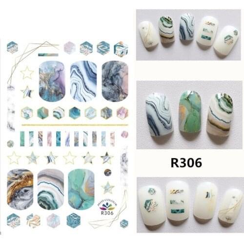 Self-adhesive 3D Stickers for Nails Marble Star Stripe Nail Art Decorations Small Size Fashion Stickers Women Girl Nail Foil