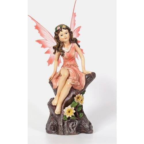 Solar Powered Fairy Statue Decorative Figurine Home Shelf Backyard Sculpture