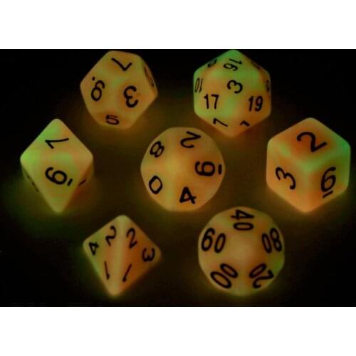 K1KD 7pcs/set Luminous Polyhedral Sided Dice D4 D6 D8 D10 D12 D20 Set For Dungeons & Dragon D&D RPG Poly Game