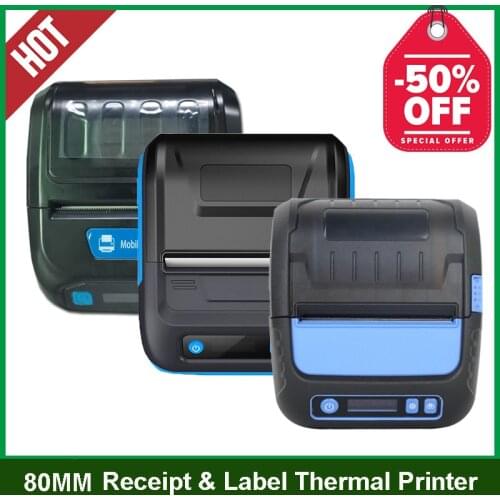 Thermal Printer 80mm Receipt and Label 2 in 1 Bluetooth Printer Adjustable printing size 3 inch Portable Mobile Printers