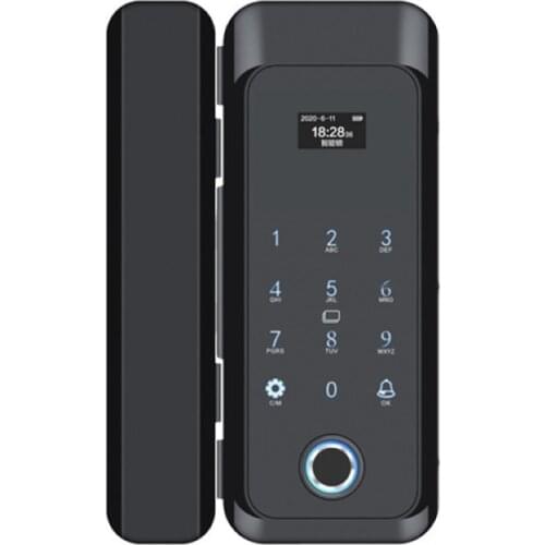 Smart fingerprint lock for glass doors in office malls, card swiping, password unlocking, easy installation