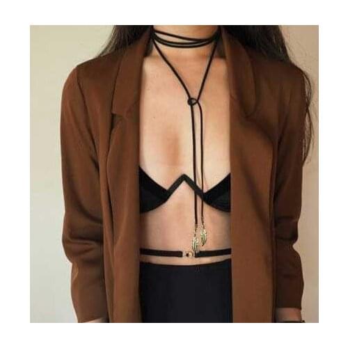 Bohemian Style Leather Metallic Leaves Charms Long Choker Necklace Boho Torques Women Collar Jewelry