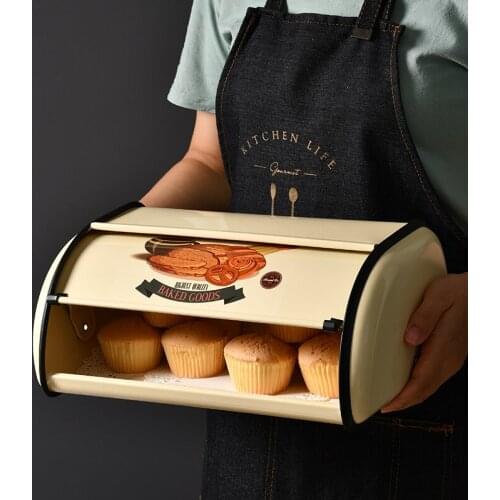 European retro creative wrought iron bread storage box clamshell bread baking box desktop biscuit snack storage box LB70217