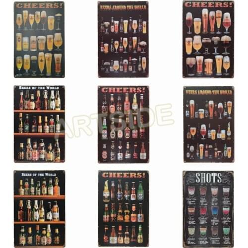 Beers Of The World Vintage Tin Sign Bar Pub Home Wall Decor Retro Metal Art Poster