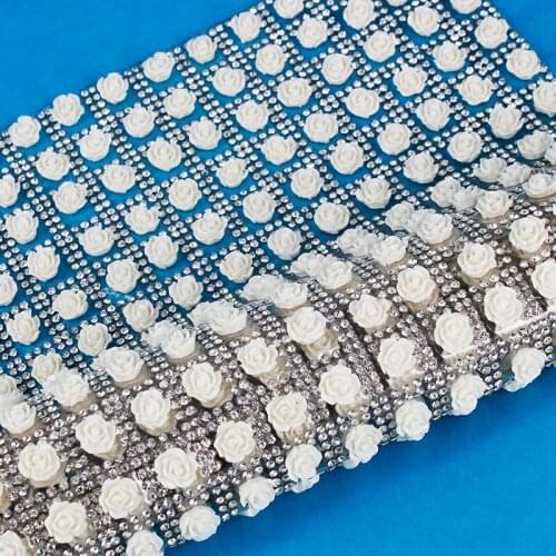 1piece 3D Hot fix Rhinestone Flower Beaded Crystal Trimming Iron on Sheet Bridal Dress Applique Clothes Sewing Accessories