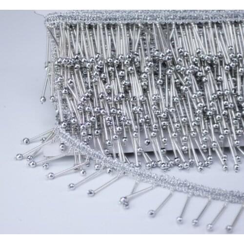 10yards/lot handmade beads craft bridal pearls wedding trimming stone chiffon lady ribbon tape decorative weaving border