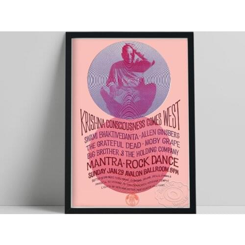 1967 Rock Dance Music Travel Poster, Music Festival Pink Abstract Canvas Painting, America Vintage Art Wall Picture Home Decor
