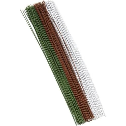 20 Gauge Brown/White/Green Floral Wire 14 Inch 50pcs/Package DIY JA55