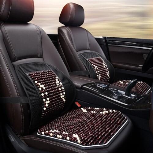 Car Seat Covers Cool Pad Seat Cushion Single Butt Cushion Lumbar Support Pillow Wooden Beads for Jeep Renegade Kia Rio Stinger