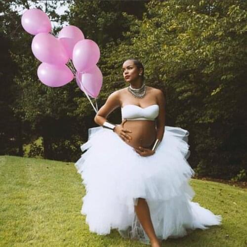 Swallow tail white Tulle Balll Gowns Maternity Long Tulle Skirts For Pregnant Lady Cloth Photoshoots Photograph Puffy Tutu Skirt