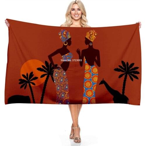 Retro Colorful Egyptian Figure Mural Print Bath Towel 3D Creative Microfiber Absorbent Rectangular Bath Towel