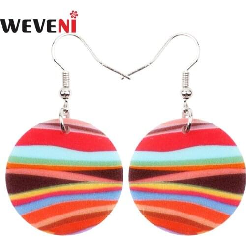 WEVENI Bohemian Acrylic Drop Dangle Big Round Earrings For Women Newest Fashion Accessories Unique Statement Jewelry Bricons