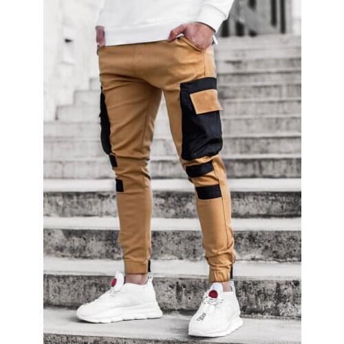 Mens Cargo Pants Contrast Color Woven 3D Pockets Casual Trousers AW21 New Fashion Male Street Style Baggy Pants