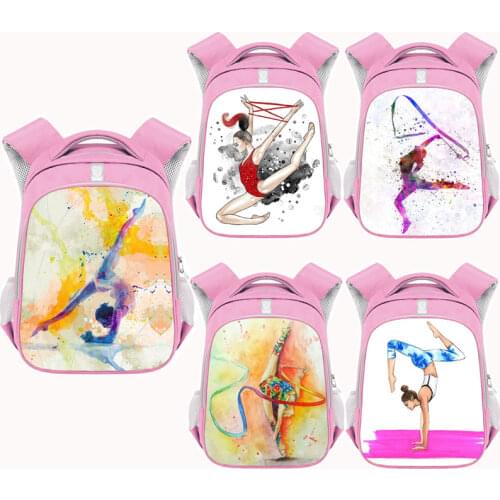 13/16 Inch Gymnastics Art Backpack Children School Bags for Teenager Girls Daypack Women Rucksack Gymnast Ballet Dancer Book Bag