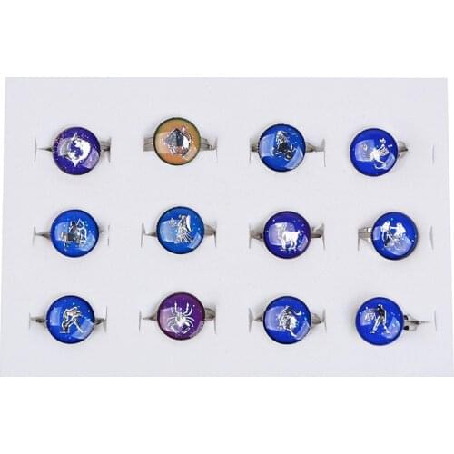 Twelve Constellations Ring Emotion Feeling Changeable Mood Color Changer Rings Adjustable Jewelry Christmas Rings Kids Birthday