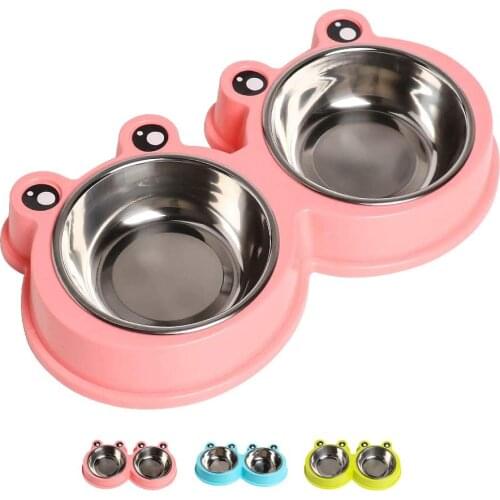 Double Dog Cat Bowls Premium Stainless Steel Pet Bowls with No-Slip Stainless Steel Pet Food Water for Feeder Dogs Cats Pets