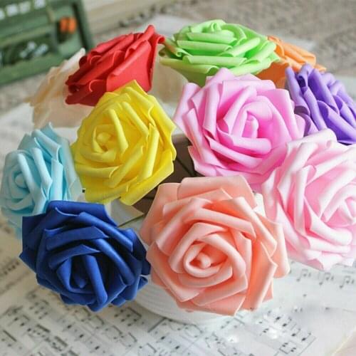 25 Pcs Artificial Flowers Foam Rose Fake Flower With Stem Wedding Party Bouquet Decoration Valentines Day Bouquet
