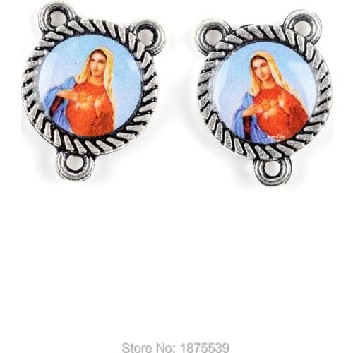 Scared Heart Mary 3 Holes Rosary Centerpieces Another Side Rose Alloy Catholic Accessory