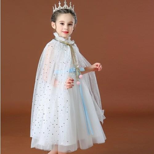 Girls Sleeping Beauty Cloak Long Sequin Tulle Accessories Kids 2-10T Halloween Party Elsa And Anna Fancy Clothes