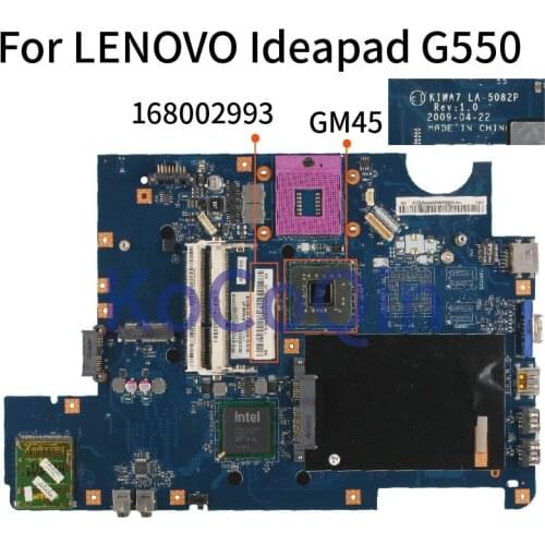 KoCoQin laptop Motherboard For LENOVO Ideapad G550 Mainboard LA-5082P GM45 DDR3