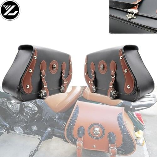 Motorcycle bag For Sportster XL 883 1200 Motor Saddle Bags Pu Leather Motorbike Side Tool Luggage Bag for Harley kawasaki yamaha