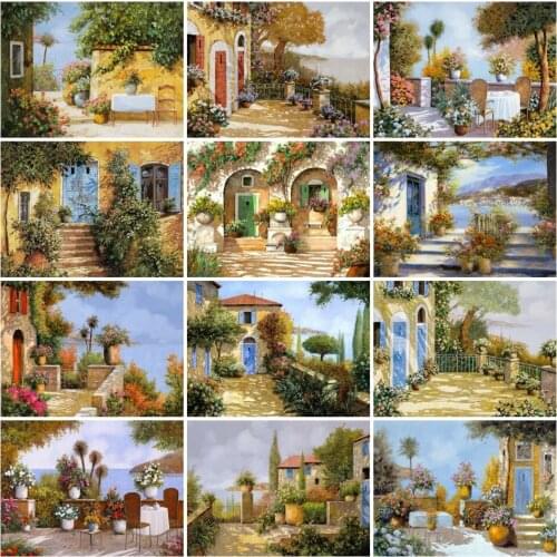 AZQSD 5D DIY Diamond Painting Garden Seaside Diamond Embroidery Landscape Rhinestone Picture Home Decor Cross Stitch Kits