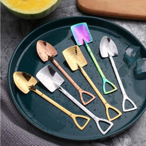 Stainless Steel Spade Spoon Retro Kitchen Tableware Watermelon Ice Cream Honey Creative Personality Spoon High Quality