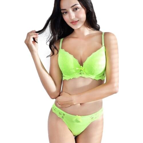 Intimates Sexy Bra Brief Set Floral Lace Push Up Underwear for Womens Everyday Fashion Solid Girls Brassiere A B C D Cup
