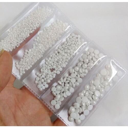 New packing White Mix size 2-6mm 1000pcs/lot Half round Ceramic bead Rhinestone for Mobile phone shell decoration free shipping