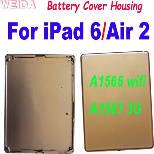 New Back Battery Cover For iPad 6 iPad Air 2 A1566 A1567 Rear Housing Case Back Cover Case Housing Door Case for iPad 6 WIFI /3G