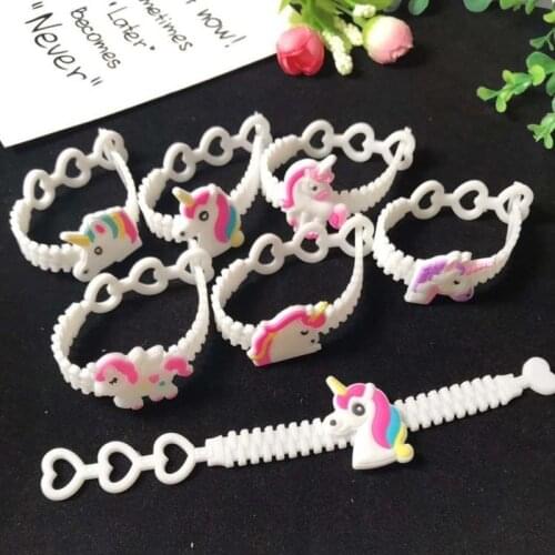 New 1PC Unicorn Silicone Bracelet Party Decoration Rubber Bangle Adjustable Bracelet Birthday Party Decorations Kids Gifts