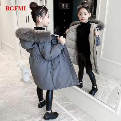 Clothes Fake Fur Collar Girls Winter Clothing Coat Cotton Parka Jacket Long Thick Cotton Clothes Teenager Girl Winter