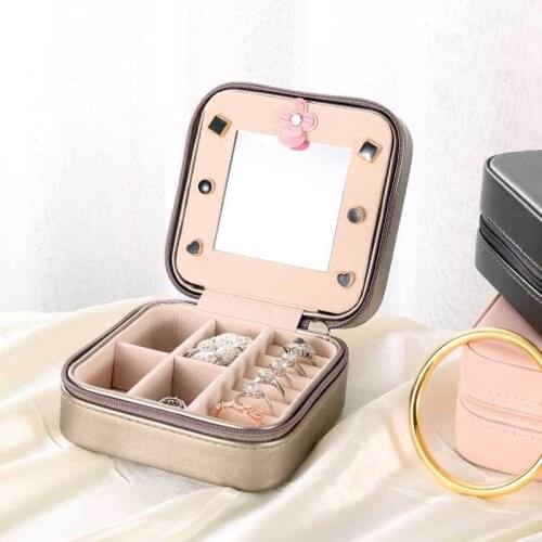 Portable PU Leather Mini Jewelry Storage Box Necklace Earrings Ring Bracelet Holder Makeup Lipstick Bracelet Organizer Accessory