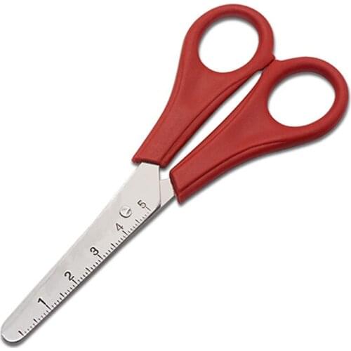 Factory direct sales 5 inch student scissors diy manual scale scissors ruler cut office paper scissors