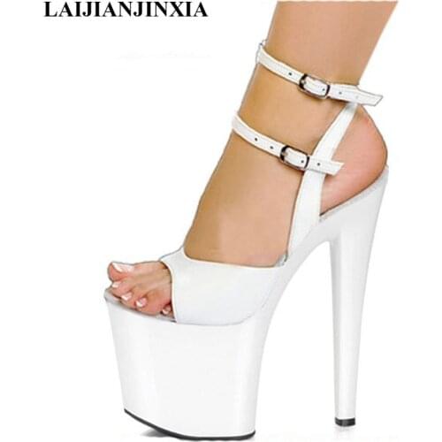 New Sexy High Platform Lined Sandal 8 Inch Heel White bride wedding dress sexy high heels 20cm sandals Dance Shoes