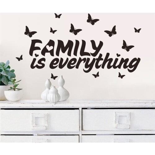 Family is everything quotes butterfly wall decals for living room home decor art removable stickers vinyl black
