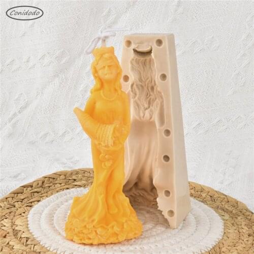 Myth GoddessTorso Silicone Candles Mold Holding The Conch Home Decoration Scented Mould DIY Handmade 3D Stereo Slim Sexy Tool