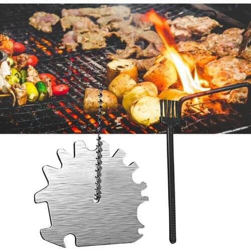 2Pcs/Set Cleaning Scraper Universal Easy to Use Stainless Steel Convenient Grill Rack Brush Cleaner for Barbecue