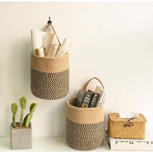 Straw Flower Pot Storage Basket Nordic Woven Floral Basket Fo Garden Balcony Plant Container Home Living Room Bedroom Decoration