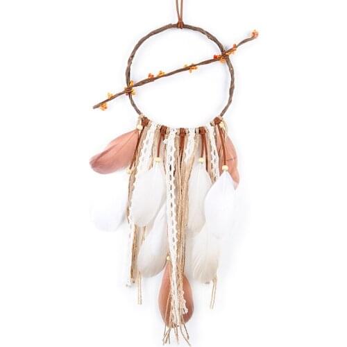 Room Decoration Catchers Hanging Art Feather Dream For Bedroom Nordic Star Moon Macrame Door Hanger Boho Rattan Twine Handmade