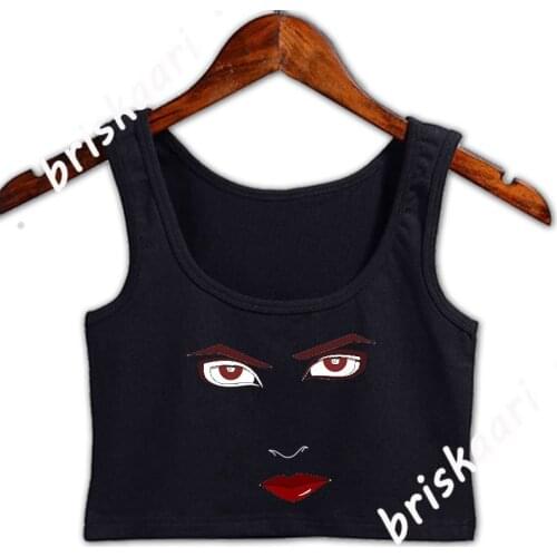 The Punk Rock Grrl Logo Crop Top Sleeveless O-Neck Crop Top Comical Designing Summer Fitness Vest