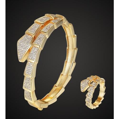 Vankeliif Luxury animal snake Bangle and rings womens jewelry set zircon micro-inlaid classic fashion accessories for parties