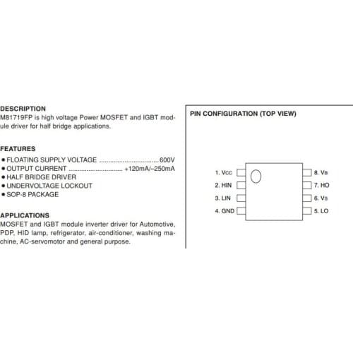 M81719FP HIGH VOLTAGE HALF BRIDGE DRIVER new original goods