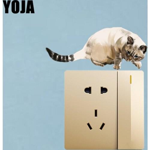 YOJA Cute Little Fat Cat New European Style Switch Sticker Decorative Wall Stickers 8SS0059