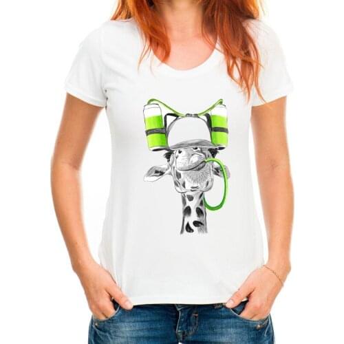 Lovely Giraffe pattern t-shirt short sleeve summer tee women top tees sketch fashion printed tshirt