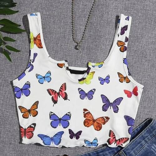 Womens Fashion printed Blouse femme Top cotton soft Printed Navel Short Top Clothes Harajuku Casual Tunic for 2021 summer