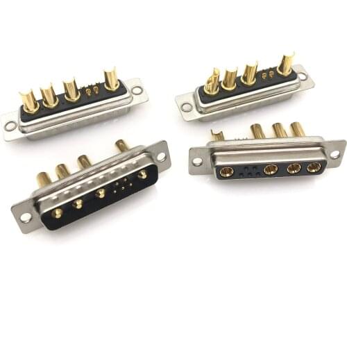1PCS 9W4 30A Gold plated MALE FEMALE high current CONNECTOR D-SUB adapter solder type 5+4 plug jack high power 9 Position