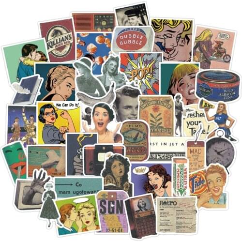 50PCS Retro Nostalgia Classic Old Movie Poster Stickers Laptop Guitar Luggage Waterproof Graffiti Sticker Decal Kid Classic Toys