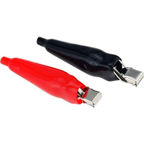 2PCS 10A Spring Type Sheath Alligator Clip Flat Mouth Wide Mouth Serrated Alligator Clip Experimental Test Wire Clamp
